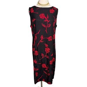 Vintage Liz Claiborne 100% silk abstract rose floral sheath dress size M medium